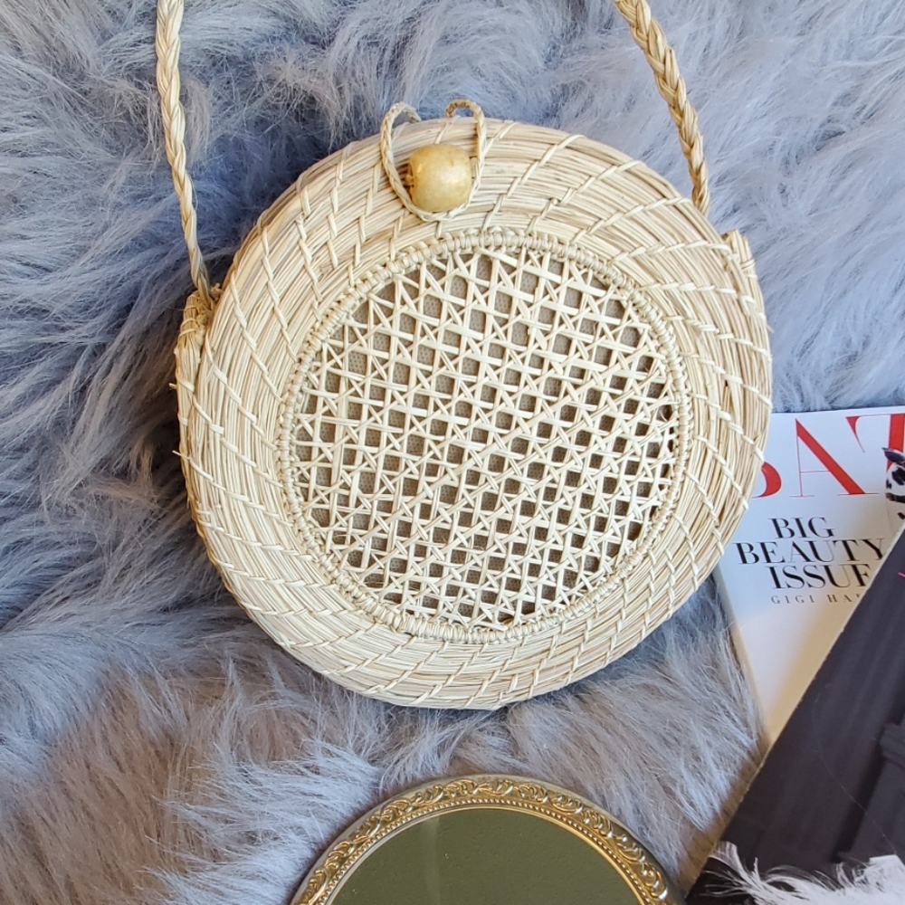 Iraca palm new summer round circle crossbody bag